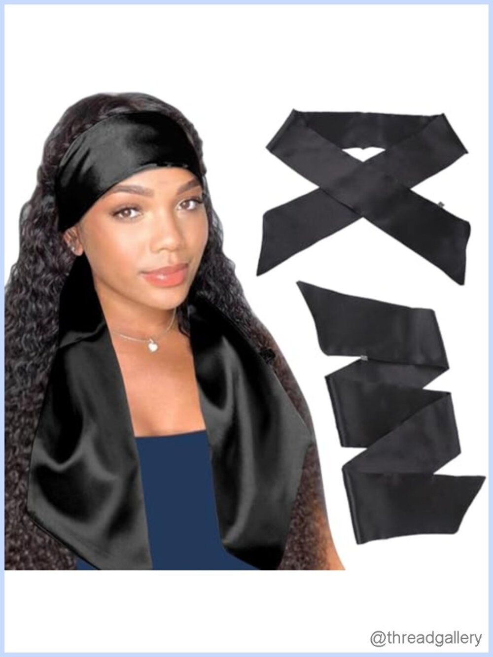 Satin Edge Wig Grip Scarf Non Slip Hair Wrap Band for Yoga Makeup